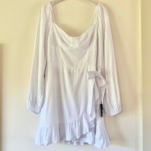 Lulus White Ruffled Balloon Sleeve Mini Dress Medium